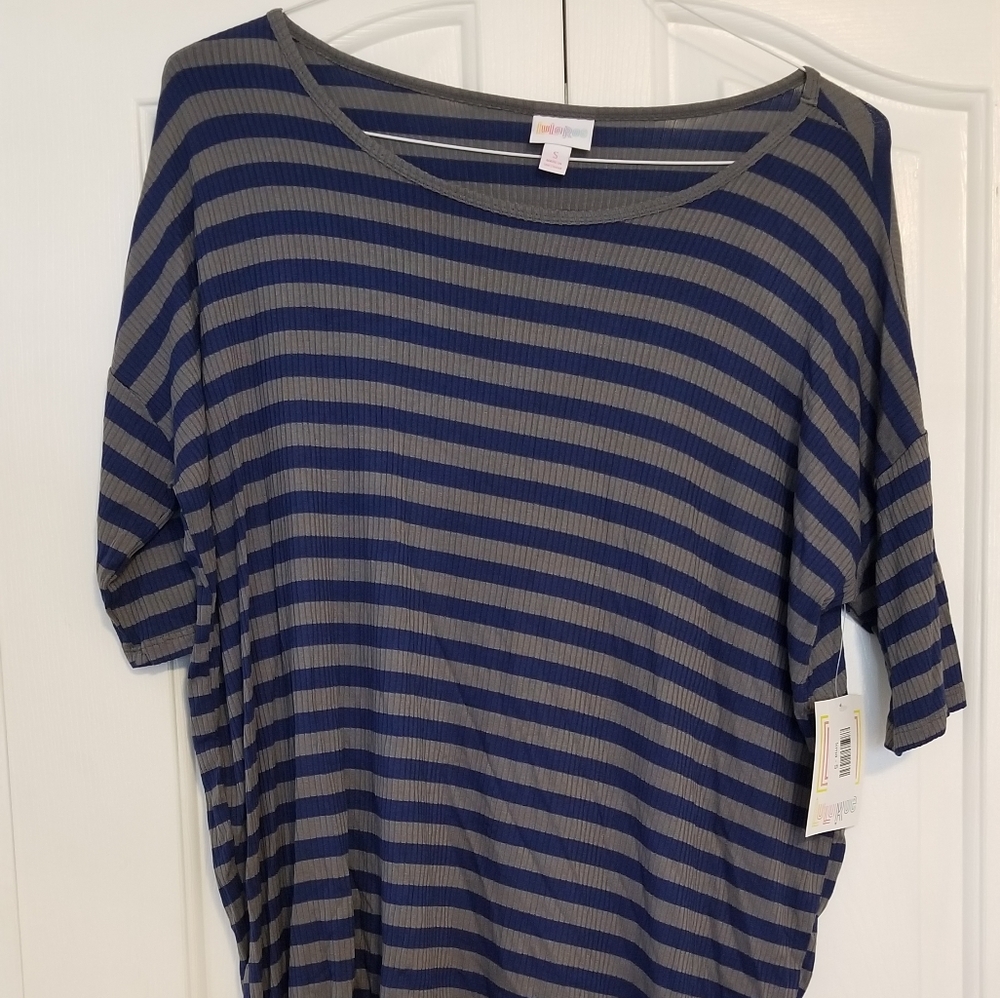 Womens NEW Lularoe Irma blue and gray top size S